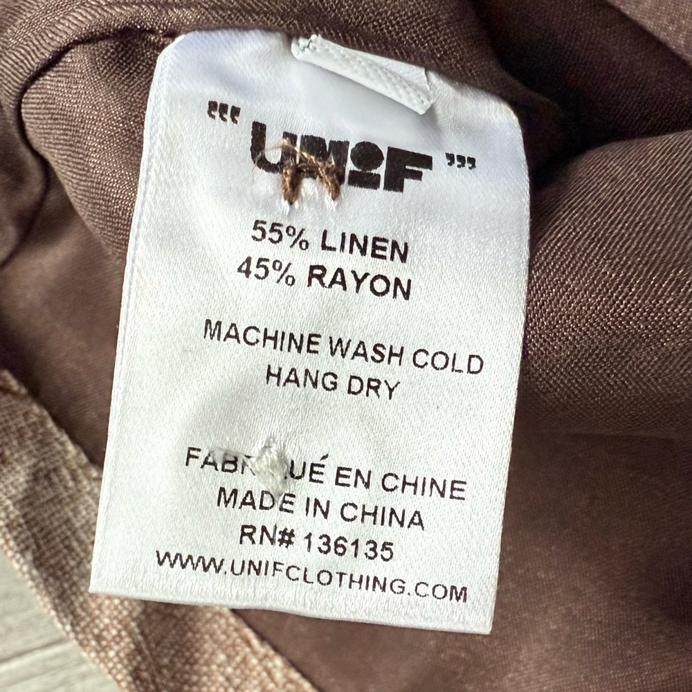 UNIF WITZ SKIRT L Mini Wrap Linen Blend Brown Cream Plaid Academia Schoolgirl - Picture 11 of 14